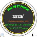 Bzzter Replacement Trampoline Mat Fits 16 Foot Frame ，171.9“/14.31ft Diameter with 108Rings,Fits 6.5-7.0" Spring,w/Pull Hook and Gloves, Black