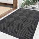 Smiry Front Door Mat Outside Entrance, Heavy Duty Outdoor Indoor Natural Rubber Doormat, Non Slip, Trap Dirt and Moisture, Easy Clean, Low Profile Patio Porch Entryway Mat, 35x23, Light Grey