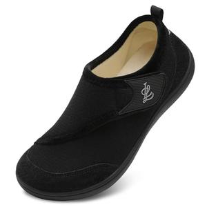 LeIsfIt Mens Slippers Wide House Shoes Adjustable Diabetic Shoes Non-slip Arthritis Swollen House Slippers Indoor Outdoor Slipper Shoe Black Size 9