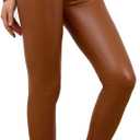 Everbellus Sexy Womens Faux Leather High Waisted Leggings (Large, Brown)