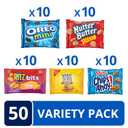 OREO Mini Cookies, Mini CHIPS AHOY! Cookies, RITZ Bits Cheese Crackers, Nutter Butter Bites & Wheat Thins Crackers, Nabisco Cookie & Cracker Variety Pack, 50 Snack Packs (EXP 09/08/26)