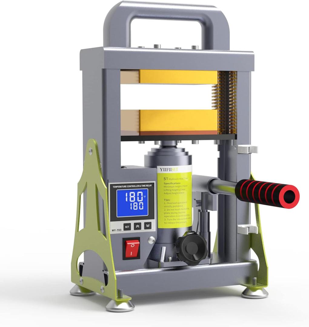 5 Ton Hydraulic Heat Press Machine with 3x5 inch Heated Plates,Auto Temperature Adjustment Heat Press