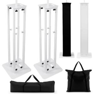 Cinnvoice 2 Set DJ Totem Light Stand Adjustable DJ Booth 132 lbs Capacity Portable with Bag and Black/White Scrims for Mobile Live Pop and Events (53''-98'')