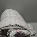 ALEISSEL Vintage Cotton 3pcs Floral Comforter Sets Queen Size - Dusty Rose & Soft Gray Foliage on White, Blush French Striped Patchwork Reverse, Neutural Lightweight Bedding Sets(Queen 90"×90")