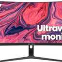 CRUA 30Inch Ultrawide Curved Monitor, 21:9 WFHD(2560x1080P) VA Computer Monitor, 120% sRGB 100HZ 1500R PC Monitors Support FreeSync, Wall-Mounted, with HDMI/DP Display Port-Black