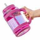 REDUCE WaterDay 80 oz Water Jug with Time/Ounce Markings - Spill-Proof Straw, Durable Tritan - Big Water Bottle for Daily Hydration - Dishwasher Safe, Clear & Easy to Clean, Pink