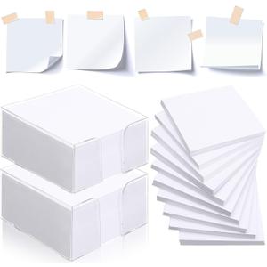 1000 Pieces Small Note Pad 3.4 Inch x 3.4 Inch Square Memo Cube Refill Memo Pads with Cube Non Sticky Mini Paper Reminders Office Writing Supplies Crafts(White)