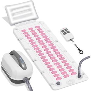 Electric Bubble Massage Mat with Pillow for Bathtub - Portable Spa Bubble Bath Massager, 6-Speed Adjustable Jet Spa & Remote Control, 13 Suction Cups, 74 Air Jets for Full-Body Relaxation