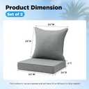 Outdoor Deep Seat & Back Cushion Set (2-Pack), 24 x 24 Inch Water Repellent and Fade Resistant Patio Furniture with Removable Cover for Outside Sofa Couch, Linenweave Gray