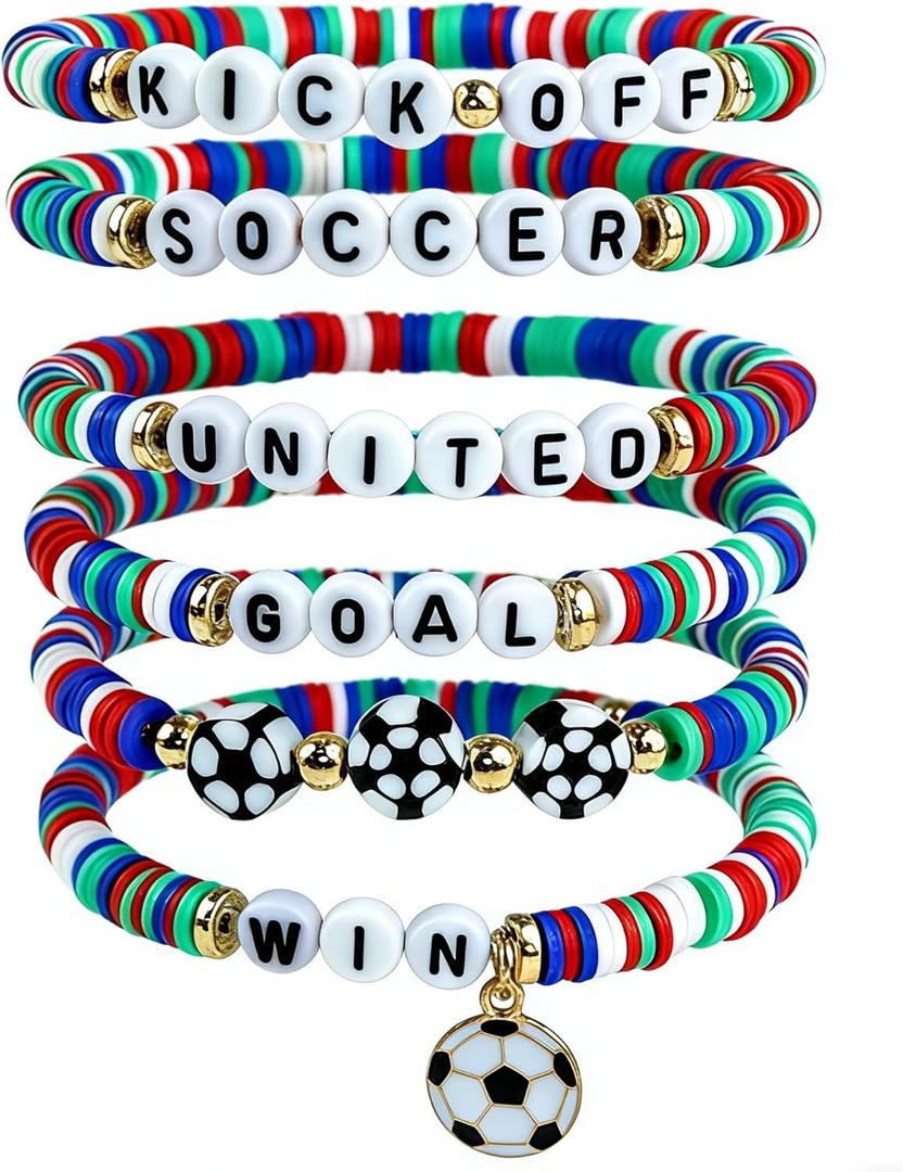 3 x OHOME World Game Cup Soccer Jersey 2026-6 Pack USA Soccer Bracelets | World Game Cup Merchandise Shirt Jewelry Accessories Outfits for Women Men - Soccer Gifts for Fans Players Coaches Team
