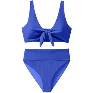 ANRABESS Bikini Sets for Women Summer High Waisted 2 Piece Bathing Suit Ribbed Tie Knot Swimsuit 2026 Beach Vacation Swimwear Size L