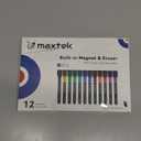 maxtek Magnetic Whiteboard Markers - 12 Count Colorful Fine Tip Dry Erase Markers with Eraser for Kids, Low Odor Thin Markers for Calendar Boards