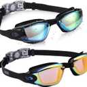 Aegend Swim Goggles for Kids Youth 3-14 Anti-Fog Anti-UV Comfort Fit Goggles for Swimming (Aqua & Black Orange)