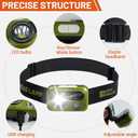 3 x Himalaya LED Headlamp Flashlight, Green Head Lamp with White Red Light, Lightweight Waterproof IPX64 Headlight with Comfortable Headband for Camping Hiking Running Work Travel