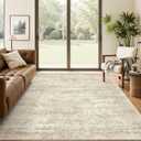 Soalmost 5x7 Area Rugs Beige Low Pile Indoor Washable Trendy Faded Style Rugs for Bedroom Living Room Dining Room Foldable Non-Slip Thin Print Home Office Mat Beige, 5' x 7' (Rectangular)