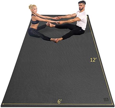 GXMMAT Large Yoga Mat 12'x6'/10'x6'/6'x8'(7mm), Extra Thick Workout Mats for Home Gym Flooring, Ultra Comfortable Non-Slip Quick Resilient Barefoot Wide Exercise Mat for Pilates, Stretching,Meditation