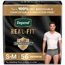 Depend Real Fit Incontinence Underwear for Men, Disposable, Maximum Absorbency, Small/Medium, Grey, 56 Count (2 Packs of 28), Packaging May Vary
