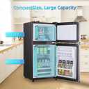 Mini Fridge with Freezer, 4.0 Cu. Ft. Double-Door Mini Refrigerator with 7-Level Adjustable Thermostat & Adjustable Glass Shelves, Compact Dorm Fridge 37 dB Low Noise for Bedroom, Apartment, Silver