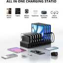 USB C Charging Station for Multiple Devices, 10-Port 100W Charging Dock, with Adjustable Dividers, USB-C Power Hub, Compatible with iPhone/Samsung/Google/Tablets/USB Devices (with 10 Cables)