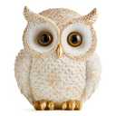 White and Gold Owl Statue - Cute Resin Figurine Home Decor for Desk Bookshelf Coffee Table, Gift for Owl Lovers, Office Living Room Bedroom Decor