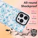 ChiCsFleur for iPhone 16 Case, TPU Phone case with Camera Protection for Women Girls Teens - Light Blue Chinoiserie Nature Peony Minimalist Floral Elegant Artistic Sorority Aesthetic Unique (Peonelle)