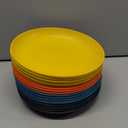 Supernal Wheat Straw Dinner Plates Reusable &Durable Plastic Plates Plastic Dinnerware 16-Pack (4 Orange, 4 Yellow, 4 Blue, 4 Dark Blue), Perfect for Dinner,Party,Outdoor Use