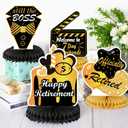 HOWAF 9 Pieces Retirement Party Decorations Black Gold Retirement Honeycomb Centerpieces Happy Retirement Table Decorations Table Centerpieces for Men and Women Retirement Party Supplies