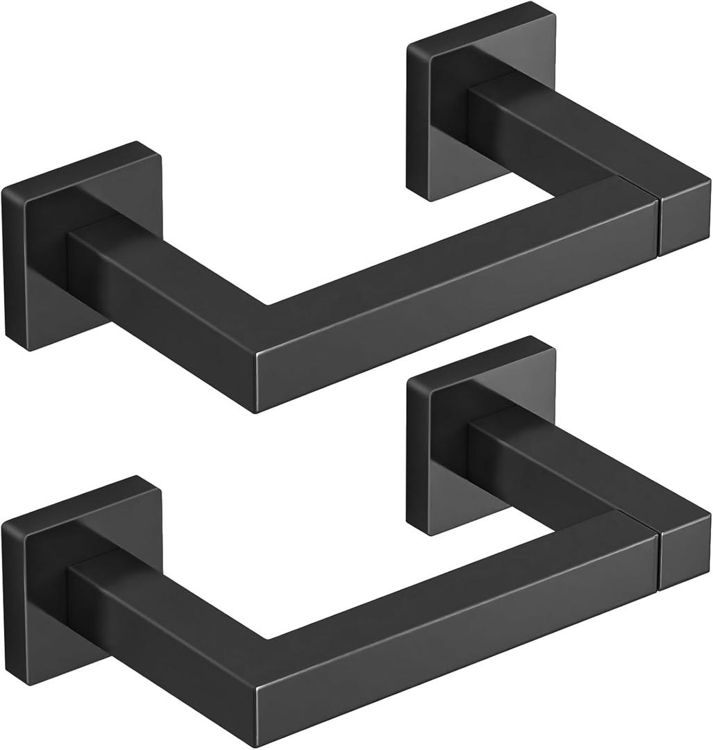FEILERN Toilet Paper Holder, 2 Pack Wall Mounted Post Pivoting Square Tissue Holders Roll Holder Hangers for Bathroom, Commercial Toilet Paper Dispenser, Matte Black