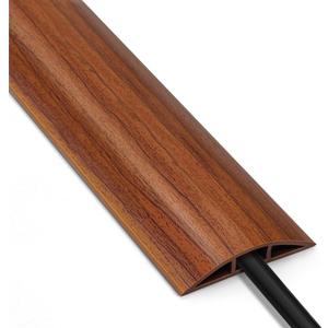 8ft Walnut Wood Cable Cover Floor, LZEOY Extension Cord Cover, Wire Cover for Floor, Flexible Cable Hider Floor, Power Wire Protector Prevent Cable Trips for Home, Offices, Hotel, Outdoor