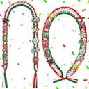Suncalla 2 Pcs Graduation Leis Class of 2026 Mexican Money Ribbon Leis Graduation Necklace with Glittery Pins Red White Green Braided Ribbon Necklace for Grad Gift High School University Ceremony DIY