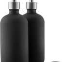 Cornucopia Brands 16oz Black Glass Bottles w/Stainless Steel Pumps (2-Pack); Black Coated Boston Round; Lotion, Hand Care & Soap Dispensers