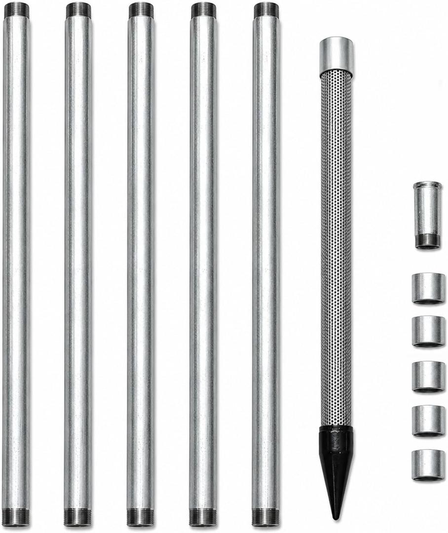 Sand Point Well Kit, 1-1/4 water well drilling kit 36" Well Point Pipe with 60 Gauze Mesh Screen and Cast Iron Point for Sand Point Wells and Soft Soil Wells (5)