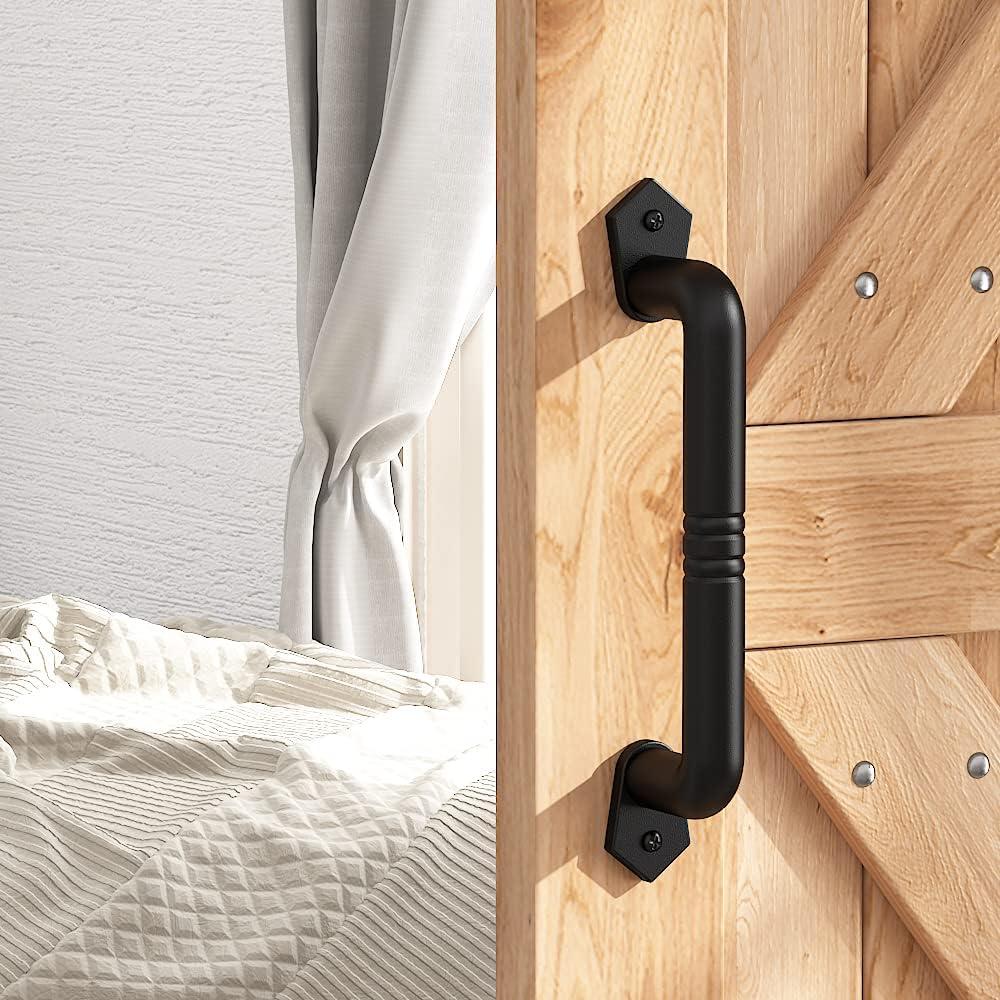 SKYSEN Sliding Barn Door Handle Pull Black for Sliding Barn Door,Gate 9'' Black(607)