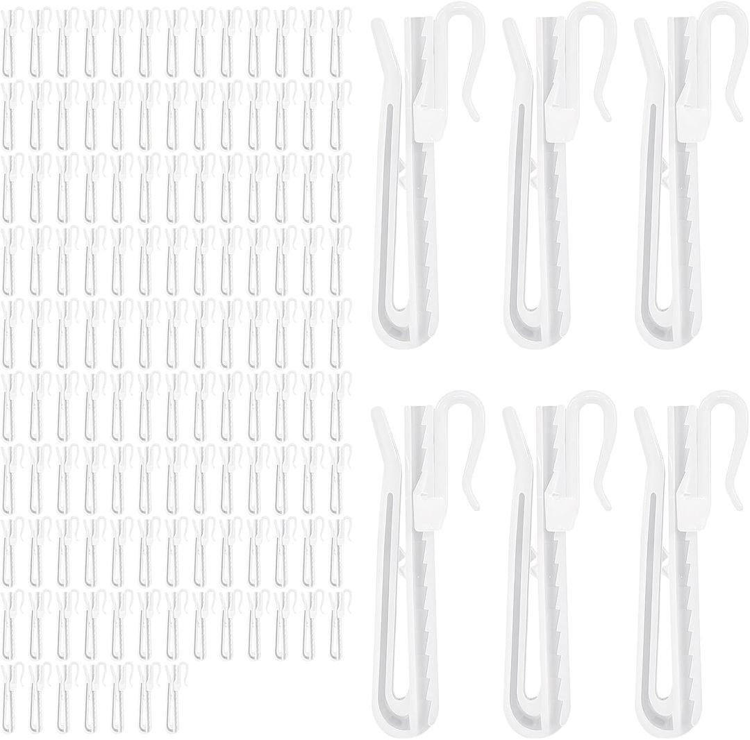120 Pcs Adjustable Curtain Hooks Curtain Pleat Hooks Plastic Pinch Pleat Curtains Hook Clips Ratchet System Pinch Pleated Curtains Drapery Pin Hook, Not for Heavy Drapes
