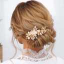 JAKAWIN Gold Hair Clip Bridal Hair Accessories Flower Hair Piece for Women FJ03 (Gold)