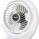Viniper Portable Rechargeable Fan, Small Desk Fan : 3 Speeds & about 8-24 Hours Longer Working, 180 Rotation, Portable Desktop Fan Small but Mighty, Strong Wind (White, Light Black Blade)6.2 Inch