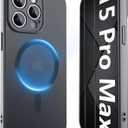 YFEMLAZ Magnetic for iPhone 15 Pro Max Case,with Screen Protectors X2,Full Camera Protection,Compatible with MagSafe,Translucent Matte,Anti-FingerprintShockproof Protective Phone Case,6.7",Black