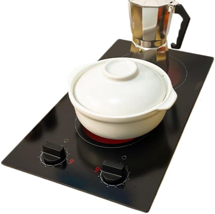 12inch Electric Cooktop 2 Burner Electric Stop, with Residual Heat Indicator, Knob Control, Built-in Ceramic Cooktop (No Plug)