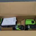 Greenworks 24V 4pcs Brushless Power Tool Combo Kit, 530 in-lbs 1/2" Drill Driver, 1950 in-lbs 1/4" Impact Driver, 3000 SPM Reciprocating Saw, 200 lumens Flashlight, 2 * 2Ah Battery and Fast Charger