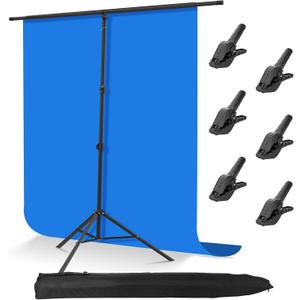 8.5x6.5ft T-Shaped Backdrop Stand Kit, Adjustable Background Tripod Holder, Ultra-Long Crossbar with 6 Spring Clamps, Portable Back Drop Support for Party, Wedding, Banner, Photography and Decoration