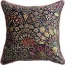 Creative Co-Op, Multicolor Botanical Print Eyelash Fringe Cotton Velvet Square Pillow, Finish, 20 inches x 20 inches x 1.5 inches