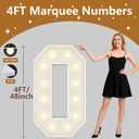 4FT Marquee Light Up Numbers, Giant Marquee Numbers, Pre-cut DIY Foam Board Number 0 for 30th 40th 50th Birthday Decorations,60th 70th Anniversary 2026 Graduation Party Decor