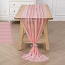 6Pack 10ft Chiffon Table Runner 29x120 Inch Sheer Romantic Table Runner for Wedding Birthday Party Bridal Shower Outdoor Decoration-Light Pink