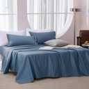 JELLYMONI Blue Sheet Set King Size - Soft and Cooling 4 Pieces Lyocell Cotton Blend Bed SheetsLuxury Eucalyptus Bedding Set with Deep Pocket