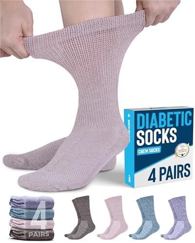 Doctor's Select Diabetic Socks for Men and Women - Non-Binding Neuropathy Socks for Diabetics Men | Non Grip & Grip Socks M