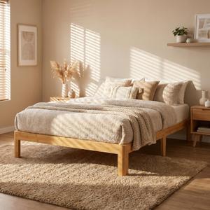 Askeld 10 inch Bamboo Solid Wood Twin Bed Frame for Bedroom Apartment