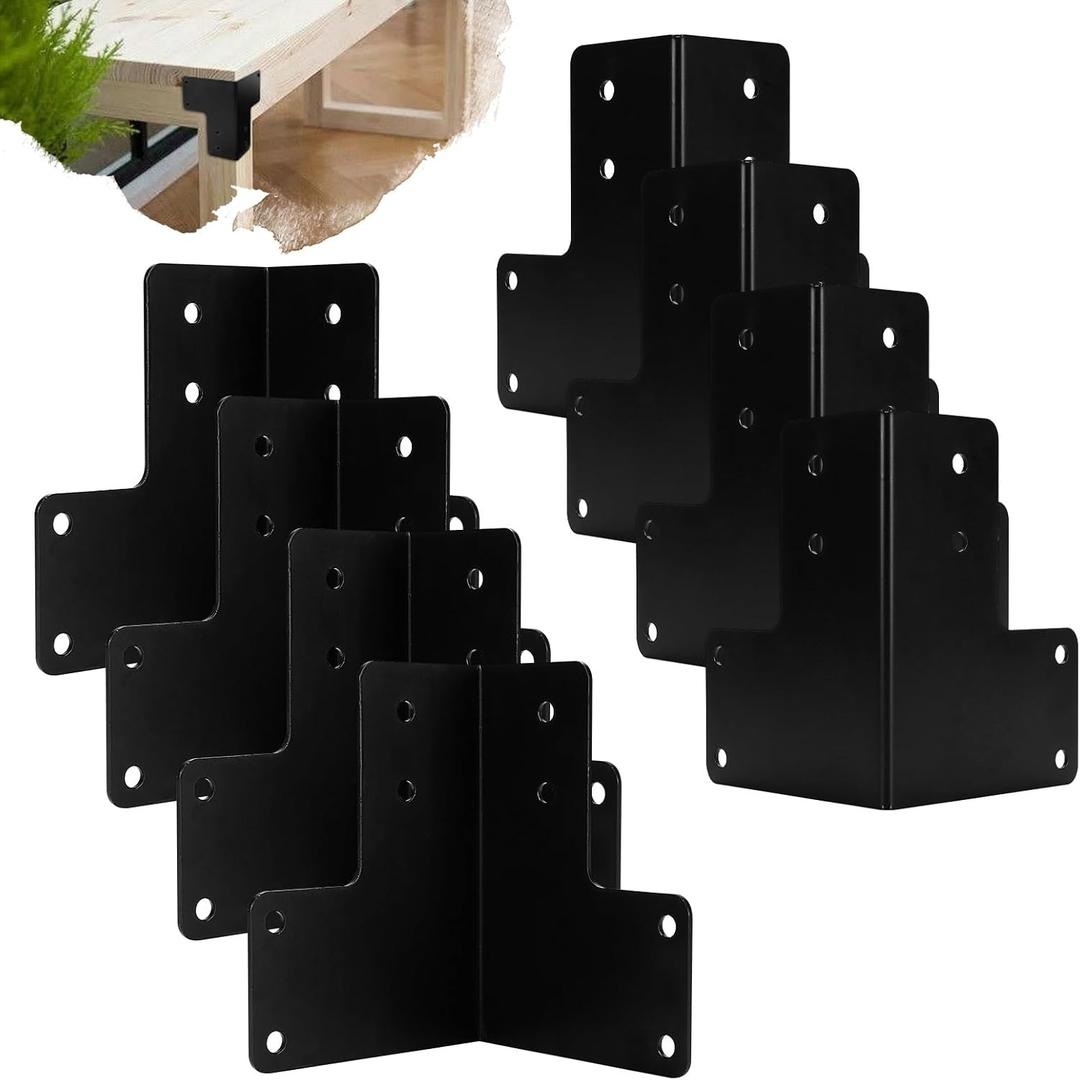 8Pcs Sturdy Steel Corner Brackets, Workbench Brackets Kit with Screws, Heavy Duty Corner Bracket for Deck Edge Work Bench