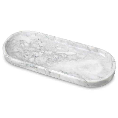 Decorative Bowl for Home, Natural Marble Key Bowl, Dough Decor Tray Bowl for Kitchen Counter (White)