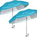 AMMSUN Chair Umbrella with Universal Clamp Adjustable 47 inches and 360 Swivel & UPF 50+ Protection Portable Sun Umbrella, Secure Clip on Camping/Beach Chairs, Stroller, Wheelchair, Golf cart, Lounger, Light Blue, 2 PACK