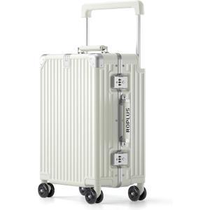 ROPLUS Aluminium Frame Carry on Luggage with Smooth Jelly Wheels, Hardside Zipperless Rolling Suitcase with TSA Lock (Pure White, 21-Inch)